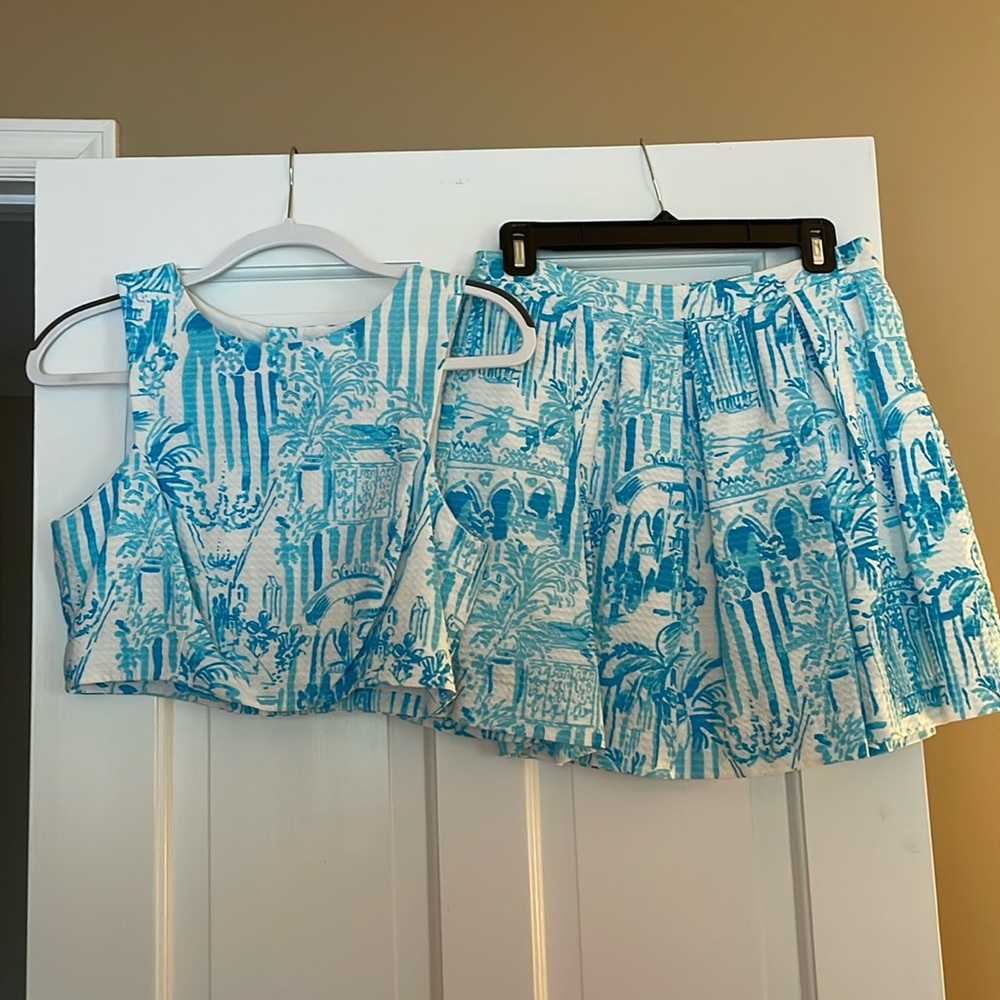 Lilly Pulitzer Melody Crop Top & Pleated Skirt Set, Size 6